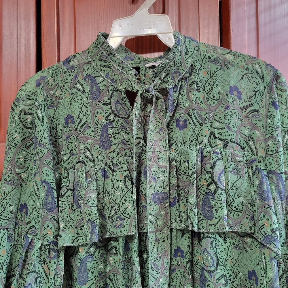 Lucky Brand Floral Paisley Print Bell Sleeve Fairy Victorian Style Blouse | XS - Picture 2 of 8